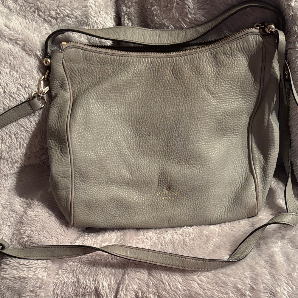 Kate Spade Elegant Gray Leather crossbody Bag